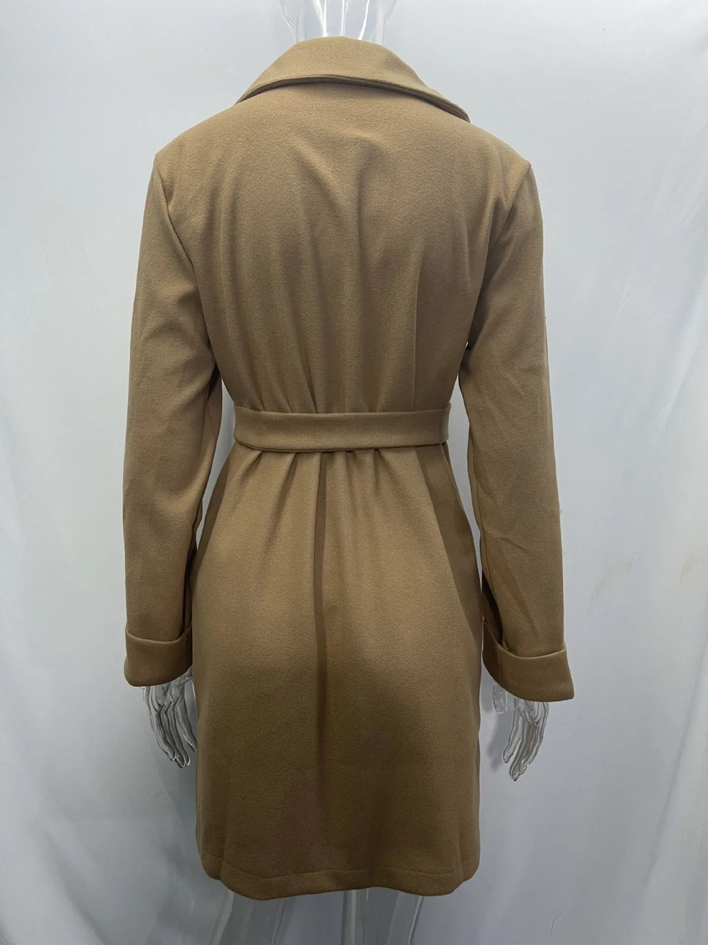 2023 Women Hot Pink Trench Coat Casual Mid Long Overcoat Lapel Open Front Cardigan Outwear Woolen Boot Winter Jackets for Women