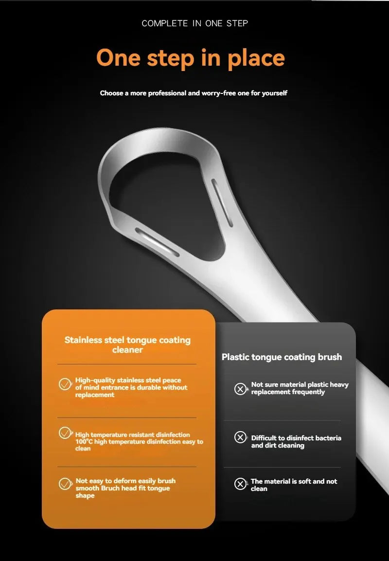 1pc Stainless Steel Tongue Scraper Tongue Coating Cleaner TongueCoating Brush Cleaning Tongue Coating Removing Bad Breath OralCa