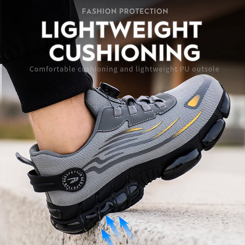 Rotating Button Safety Shoes Men Anti-smash Anti-puncture Work Shoes Fashion Men Safety Sport Shoes Security Protective BootsMen