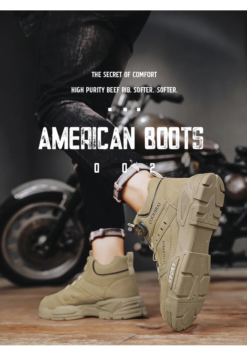 2024 New Men's High Top Platform Casual Boots Swivel Button Outdoor Cargo Men's Booties Motorcycle Ankle Boots Sneakers for Men