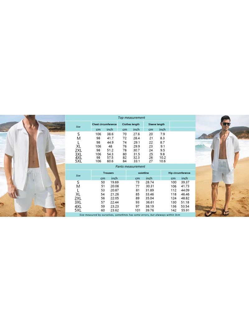 街頭休閒男士西裝個性時尚格紋印花圖案短袖翻領襯衫短褲男式兩件套