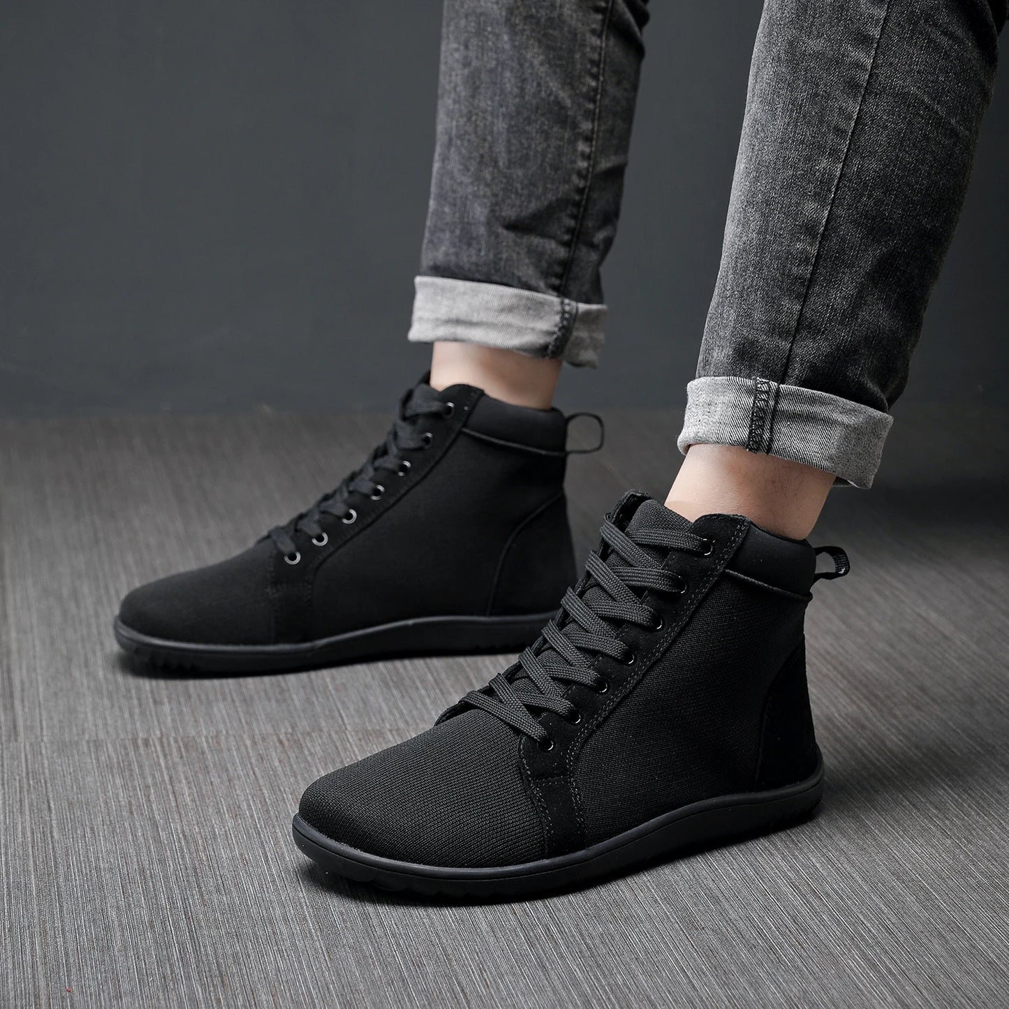 Wide Toe Shoes Spring Autumn Retro Warm Comfort Hiking Boots High Top Men Sneakers Non Slip Canvas Black Outdoor Hiking Shoes