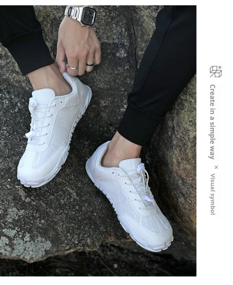 Wide Fit Sneakers for Men and Women Zero Drop Barefoot Shoes with Elastic Band for Beach Hiking and Daily Wear