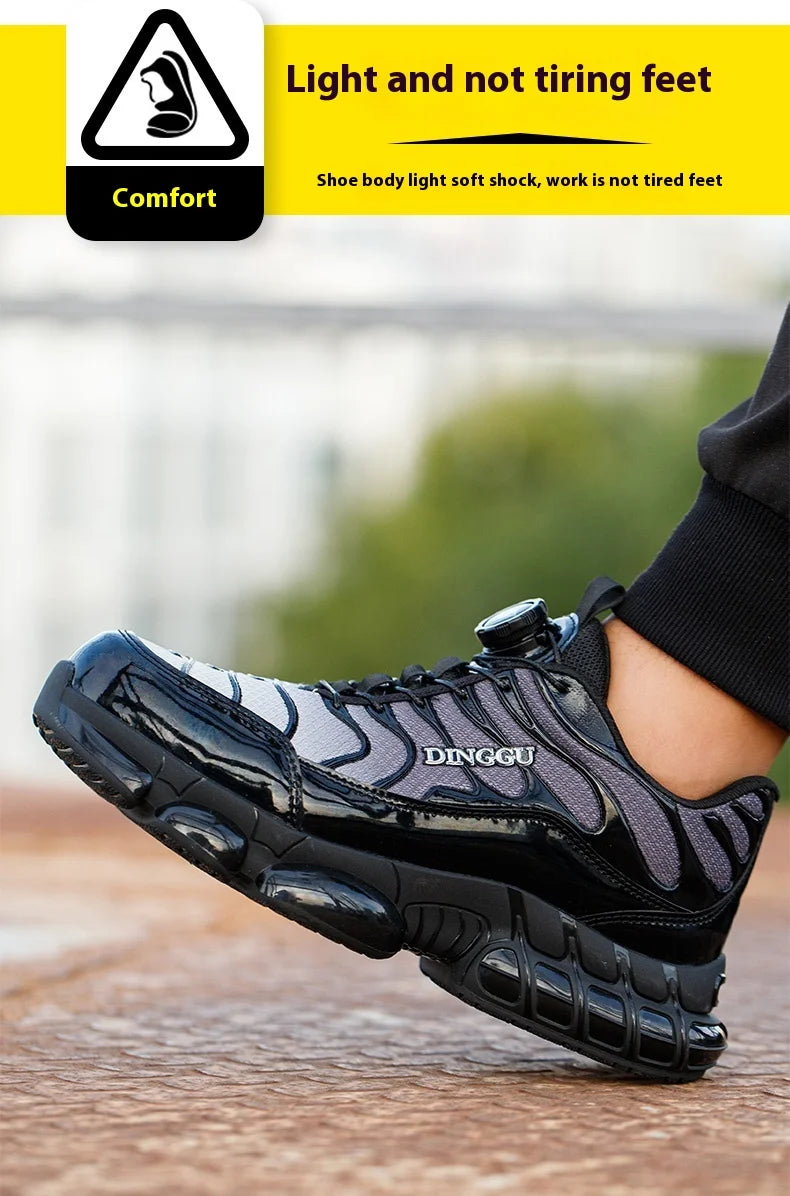 Rotating Buttons Safety Shoes Men Fashion Work Sneakers Steel Toe Shoes High-quality Work Shoes Puncture-Proof Protective Shoes