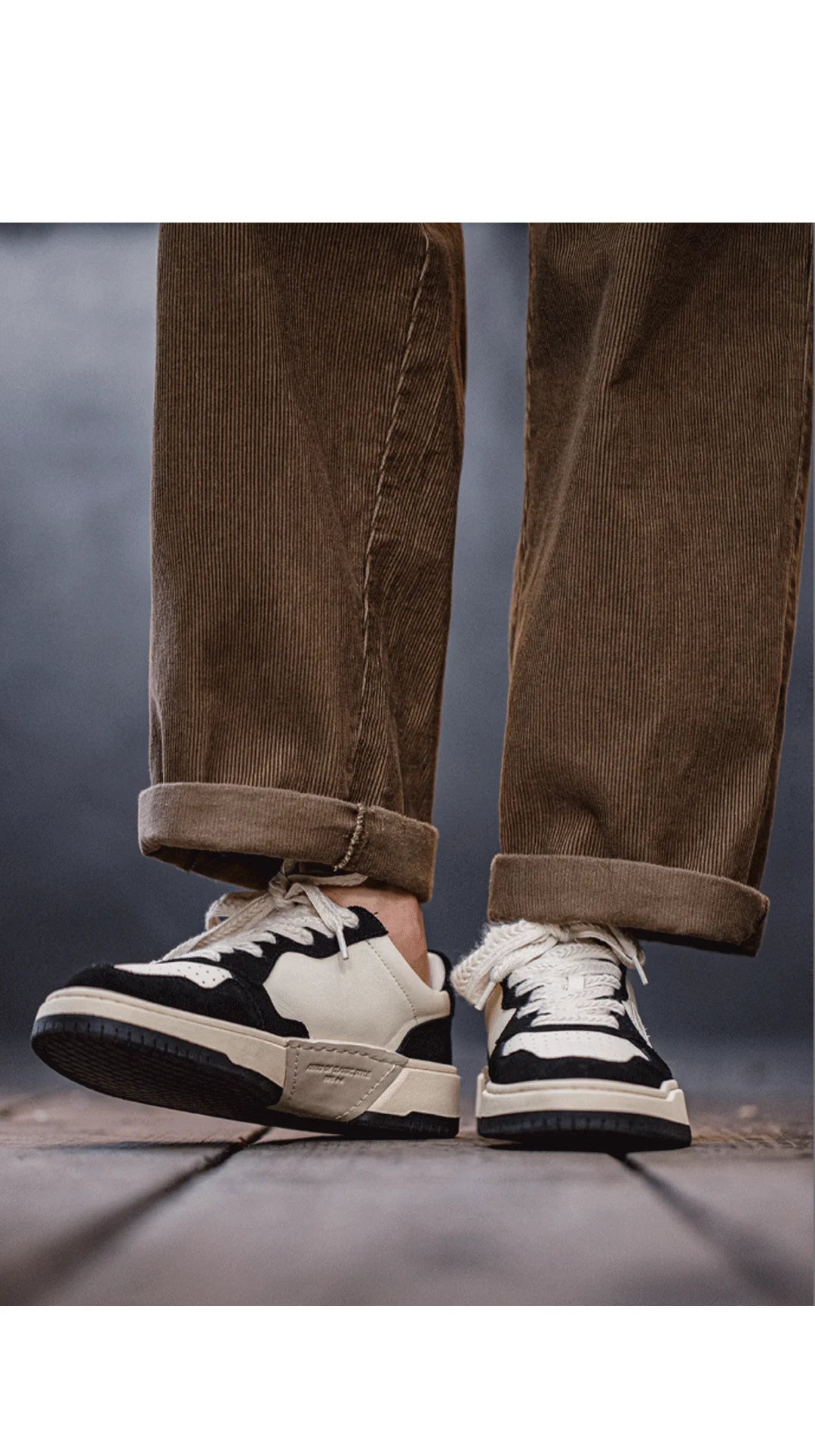 Maden New Casual Low-Top Black and White Spliced Sneakers Men's Versatile Sports Shoes for Autumn Lace-up Skateboarding Shoes