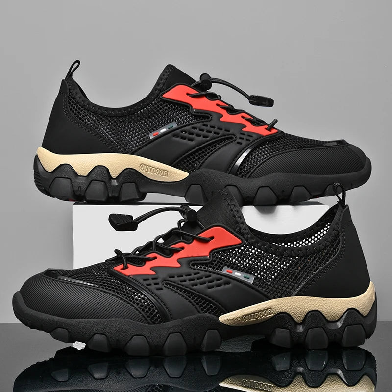 Summer Men's Hiking Shoes Mesh Breathable Sneakers Outdoor Light Men Trekking Trails Shoes Male All Day Walking Work Sneakers