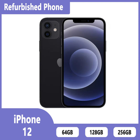 Refurbished phone APPLE iPhone 12 64GO 128GO 256go unlock smartphone inches, six cores, i0S A14.4GBRAM,12MP(Excellent Condition)
