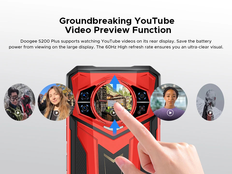 World Premiere DOOGEE S200 Plus 5G AI Rugged Phone Dimensity 7300 1.32" Rear Display 12+512GB 6.72'' 10100mAh Battery Smartphone