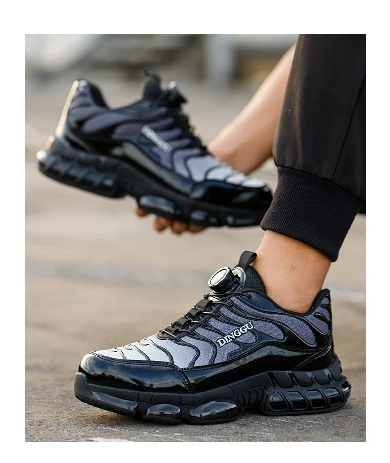Rotating Buttons Safety Shoes Men Fashion Work Sneakers Steel Toe Shoes High-quality Work Shoes Puncture-Proof Protective Shoes