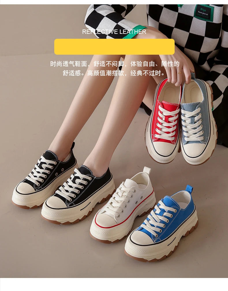 Canvas Womens Shoes High Platform Sneakers for Women 2023 New Breathable Woman Tennis Shoes Casual Women's Tennis Scarpe Donna