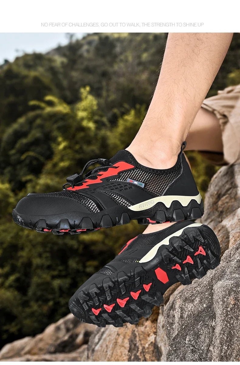 Summer Men's Hiking Shoes Mesh Breathable Sneakers Outdoor Light Men Trekking Trails Shoes Male All Day Walking Work Sneakers