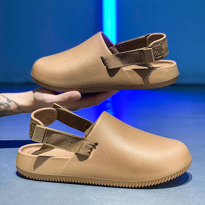 Summer Men Slippers Platform Outdoor Beach Sandals Clogs Quick Dry Non-Slip Indoor Home Slides Bathroom Shoe Male Casual Loafers