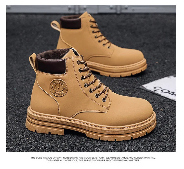 2025 Autumn New Men's Luxury Boots Comfortable Breathable Waterproof Men's Shoes Fashionable Men's Work Boots Motorcycle Boots