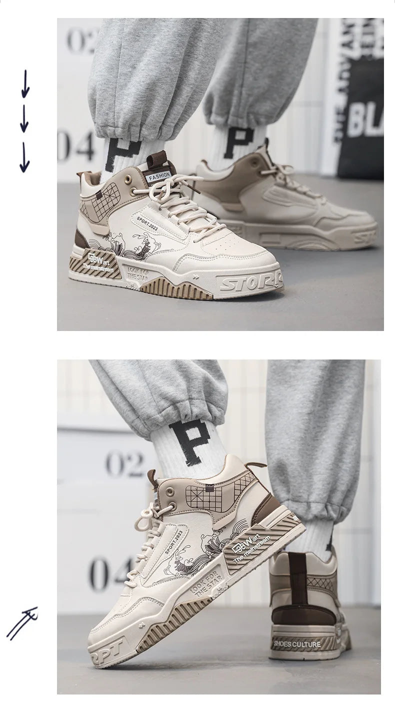 Men's Sneakers Fashion High Top Casual Shoe Lace Up platform Shoes for Men Tenis Shoes zapatos baratos liquidación envios gratis