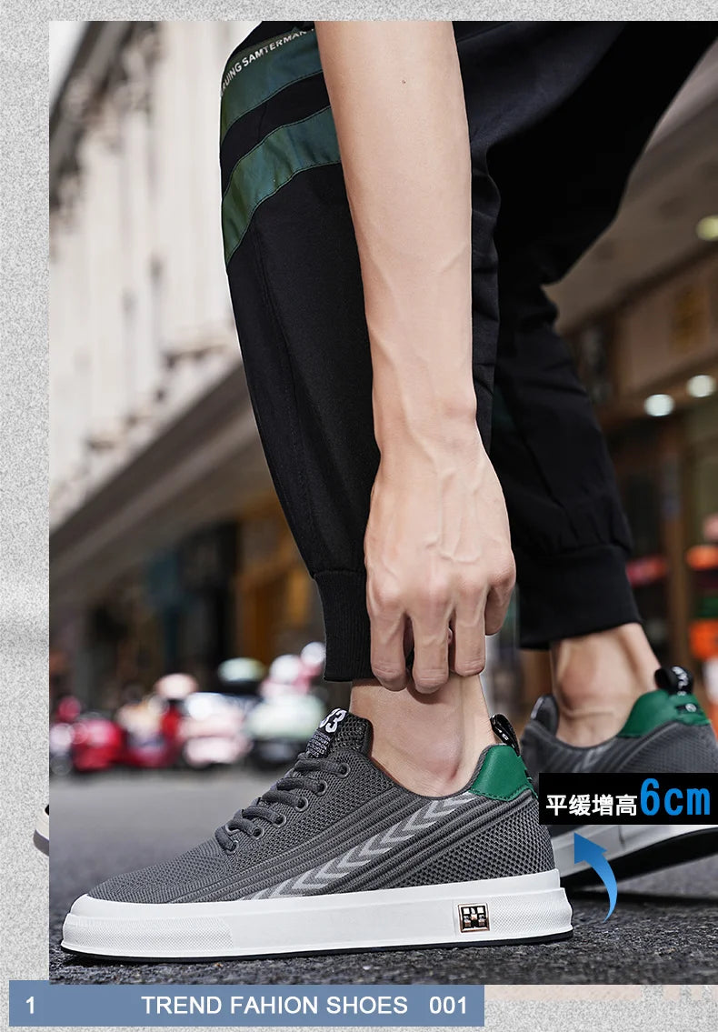 Plus Size 46 Men Sneakers Elevator Shoes Summer Mesh Breathable Heightening Shoes Man Invisiable Increased 6CM Taller Shoes