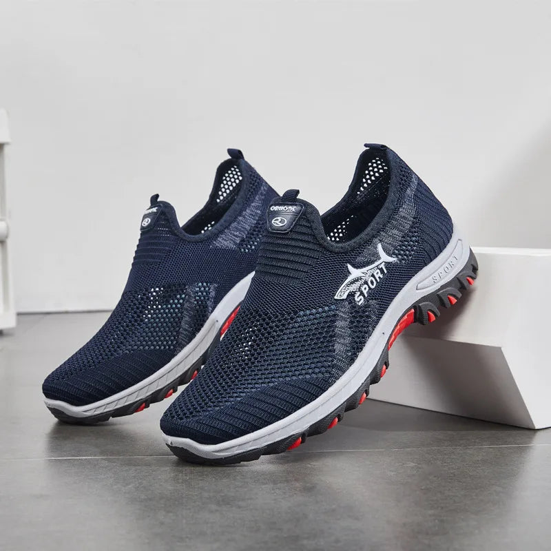 Summer Men's Shoes Lightweight Sneakers Fashion Outdoor Male Hiking Shoes Soft Soled Running Shoes Mesh Slip on Men Casual Shoe