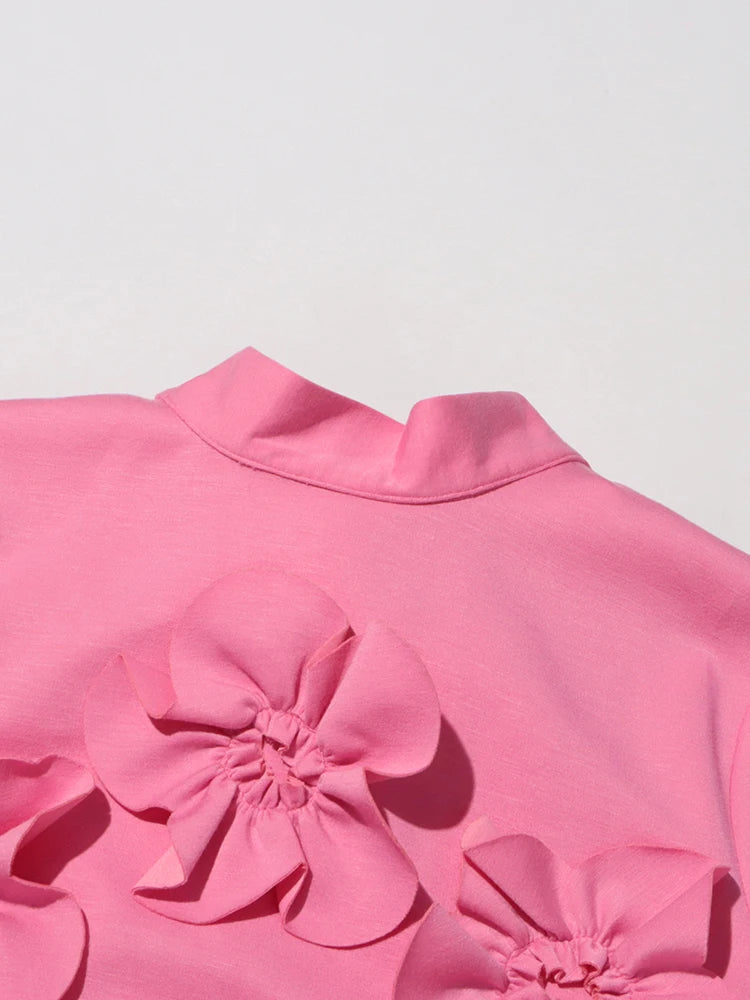 TWOTWINSTYLE Solid Spliced Appliques Slimming Dresses For Women Half High Collar Long Sleeves A Line Temperament Dress Female