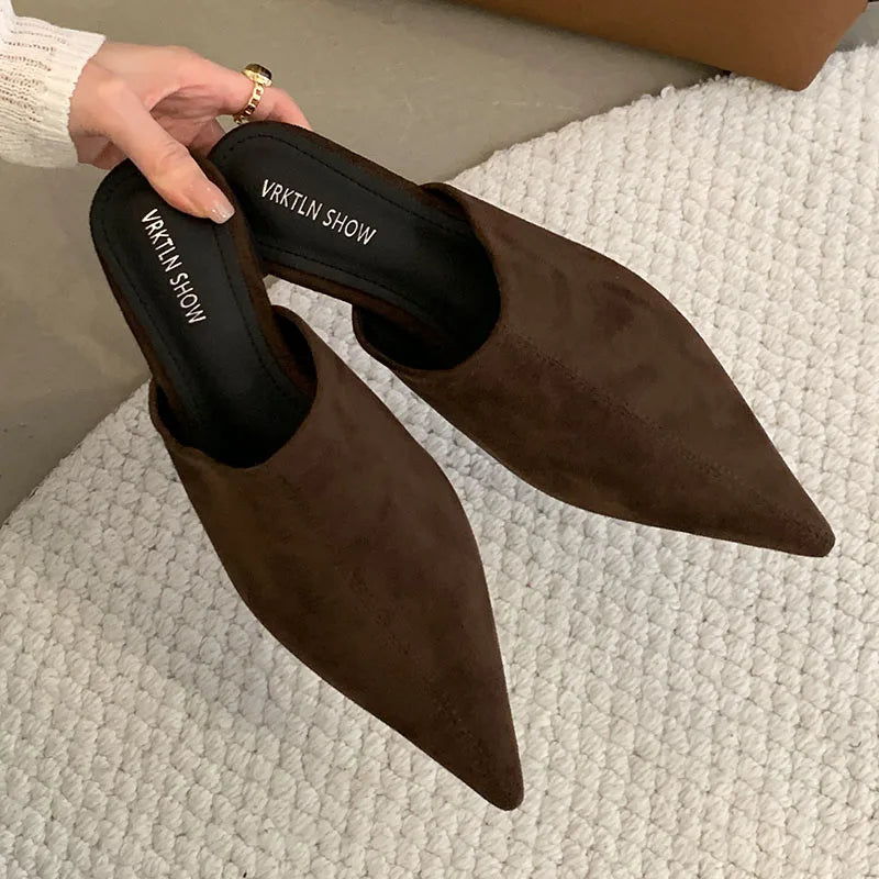 2025 Luxury Summer Beach Flats Ladies Slippers Shoes Fashion Pointed Toe Flats Slippers Women Mules Female Slides Sandals