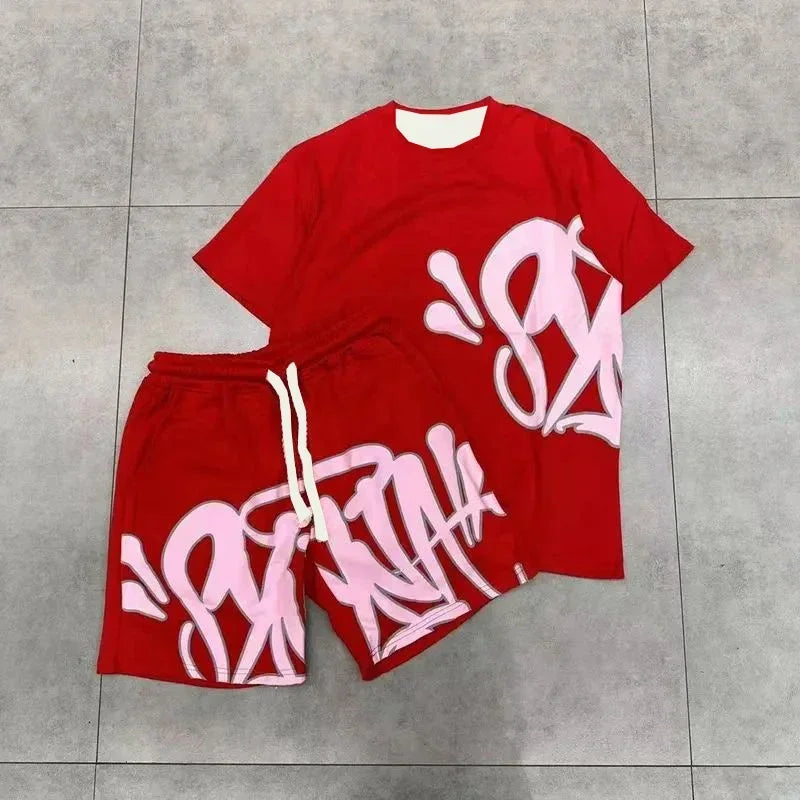 男士短袖T卹短褲兩件戶外跑步訓練服夏季速乾吸汗運動套裝