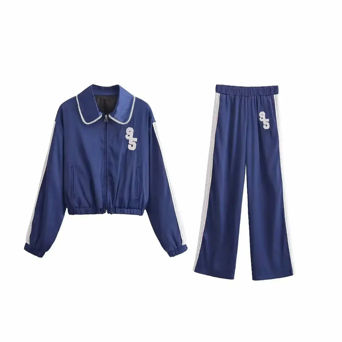UNIZERA Women's Pants Set with Side Striped Jacket Elastic Waist Pants Spring Style New Pants Set