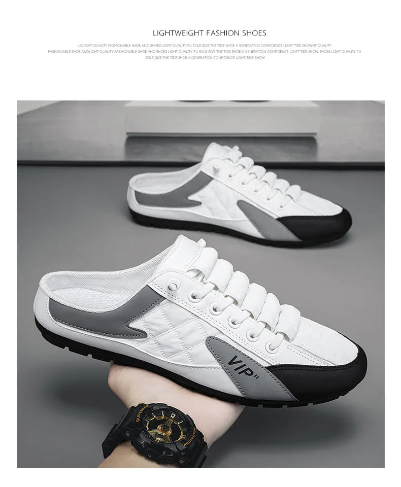 Trendy Half Slippers Flat Casual Shoes for Men Classic Summer Slippers Man's Flats Concise Men's Sneakers Slip-on Male Slippers