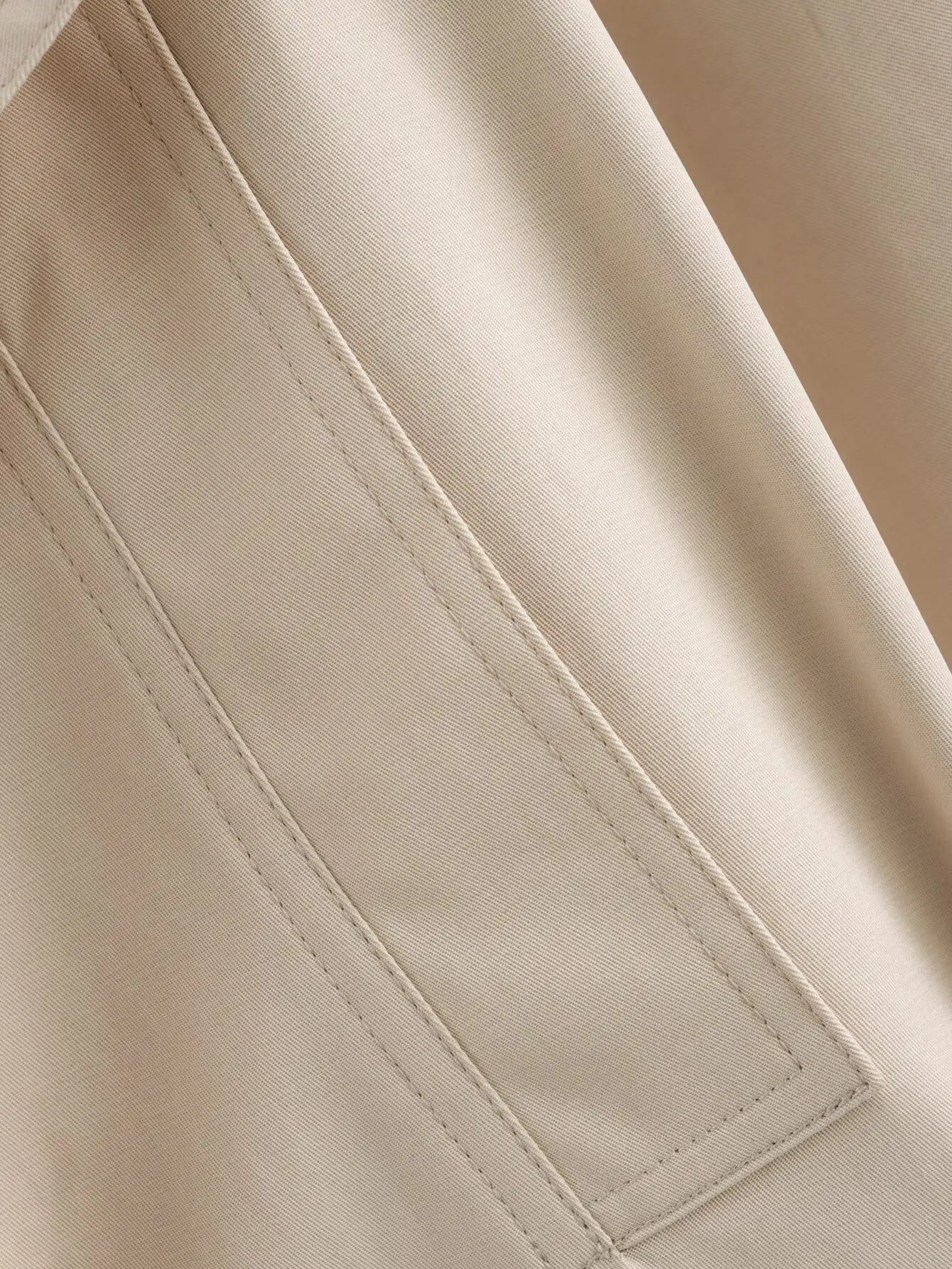 TRAFZA 2025 Spring Retro V-neck Double Breasted Women's Pocket Top Loose Jacket Women's Street Casual Lace-up Short Trench Coat