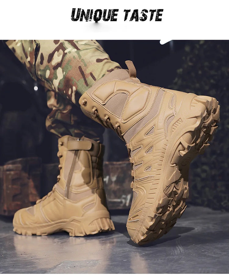 Special Forces Desert Combat Tactical Men's Tall Boots Wear-resistant Training Boots Waterproof Outdoor Mountaineering Sports Cl