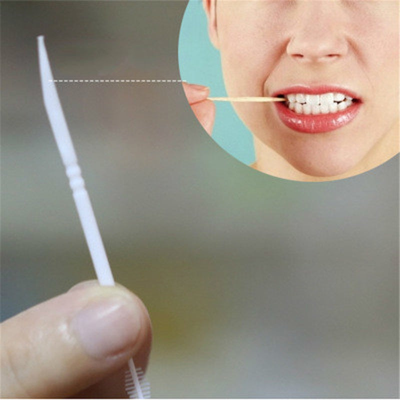 100pcs Double-headed Dental Brush Teeth Sticks Floss Pick Toothpick Tooth Clean Oral Care Interdental Food Grade PP