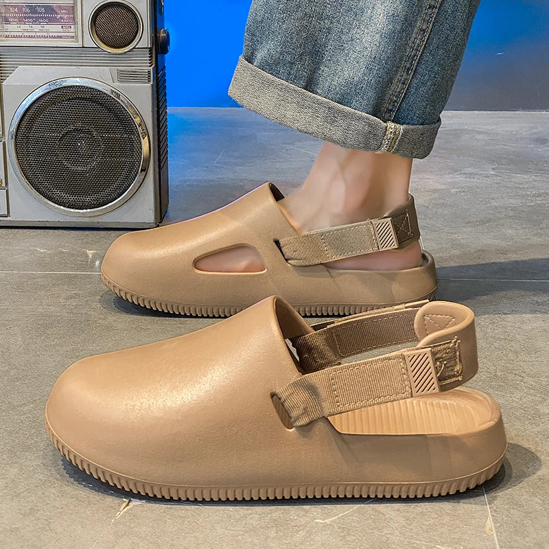 Summer Men Slippers Platform Outdoor Beach Sandals Clogs Quick Dry Non-Slip Indoor Home Slides Bathroom Shoe Male Casual Loafers