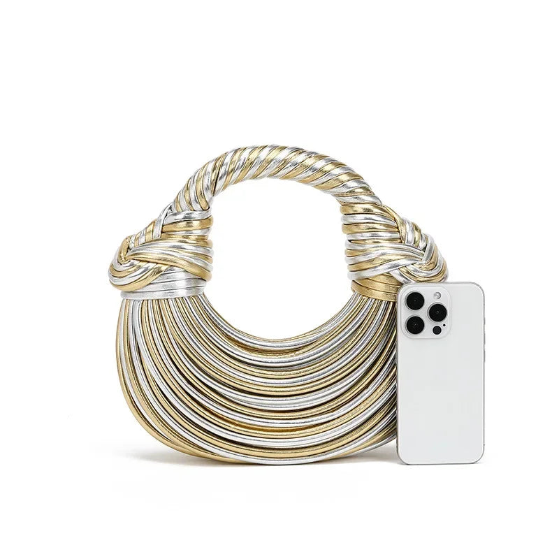 2024 New Fashionable Creative Women's Handbag Cross-border Style Hand-woven Label Bread Bag Underarm Bag Crossbody Clutch