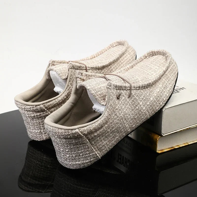 YRZL Summer Men's Canvas Boat Shoes Moccasins Casual Loafers Mens Slip-on Green Lightweight Breathable Comfortable Driving Shoe