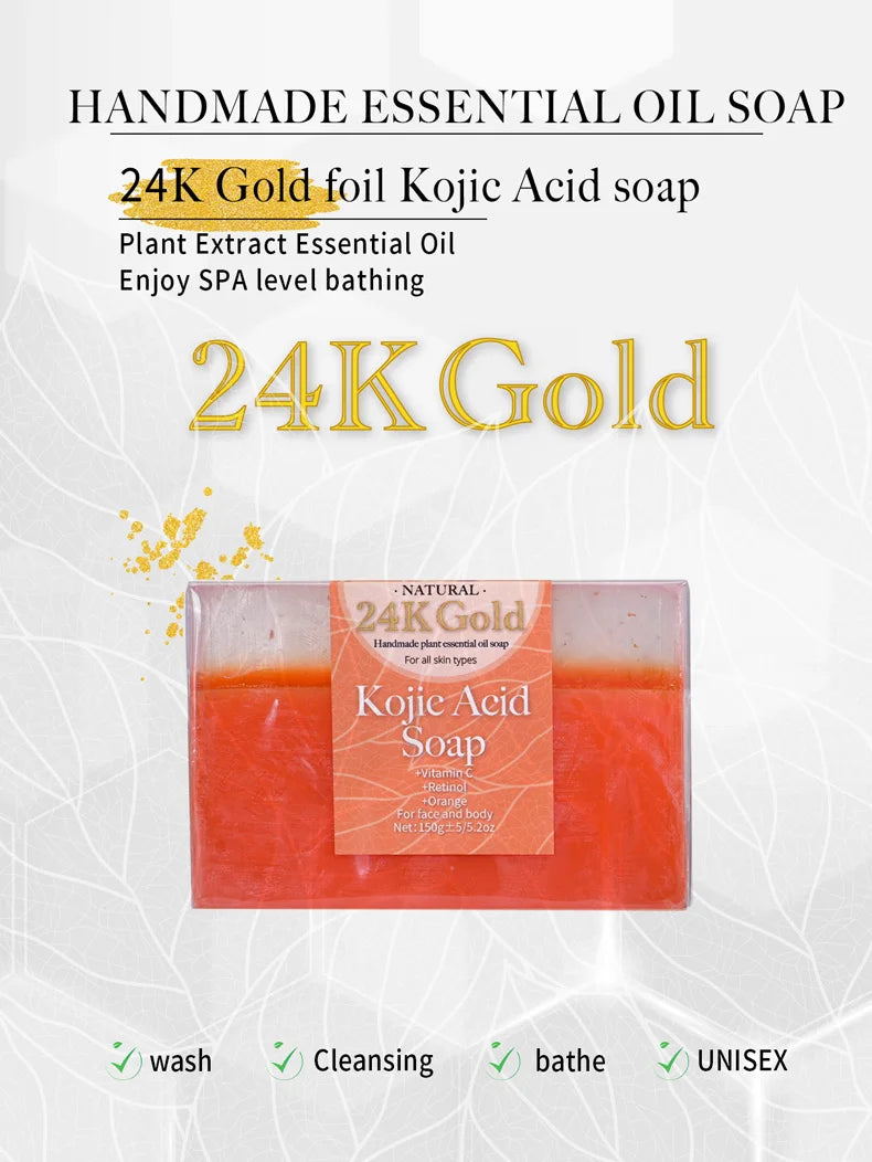150G QS Kojic Acid Essential Oil Moisturizing Cleansing Soap Deep Cleaning Handmade Soap Facial Cleaning Shower Soap