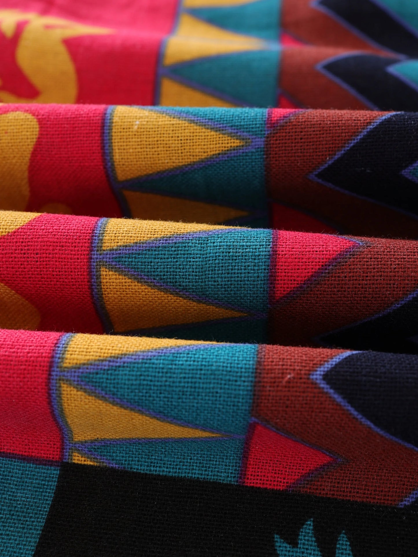 男士波西米亞部落印花彈性亞麻褲棉混紡抽繩輕便長褲帶口袋夏季慢跑褲