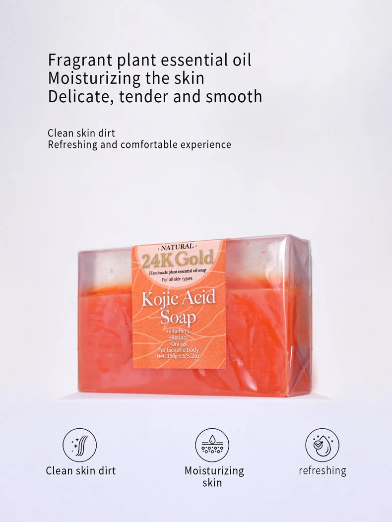 150G QS Kojic Acid Essential Oil Moisturizing Cleansing Soap Deep Cleaning Handmade Soap Facial Cleaning Shower Soap