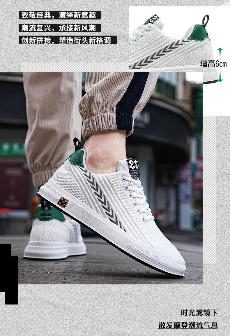 Plus Size 46 Men Sneakers Elevator Shoes Summer Mesh Breathable Heightening Shoes Man Invisiable Increased 6CM Taller Shoes