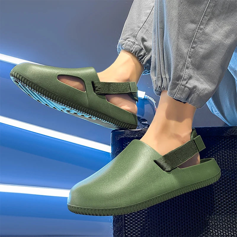 Summer Men Slippers Platform Outdoor Beach Sandals Clogs Quick Dry Non-Slip Indoor Home Slides Bathroom Shoe Male Casual Loafers