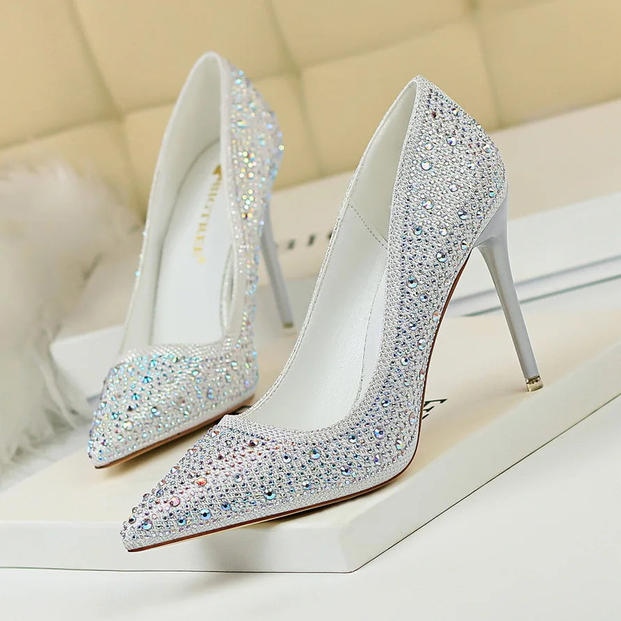 Rhinestone Women Pumps Sexy Stiletto Women High Heels Pointed Toe Women Heels Pumps Women Shoes Party Wedding Shoes Scarpe Donna