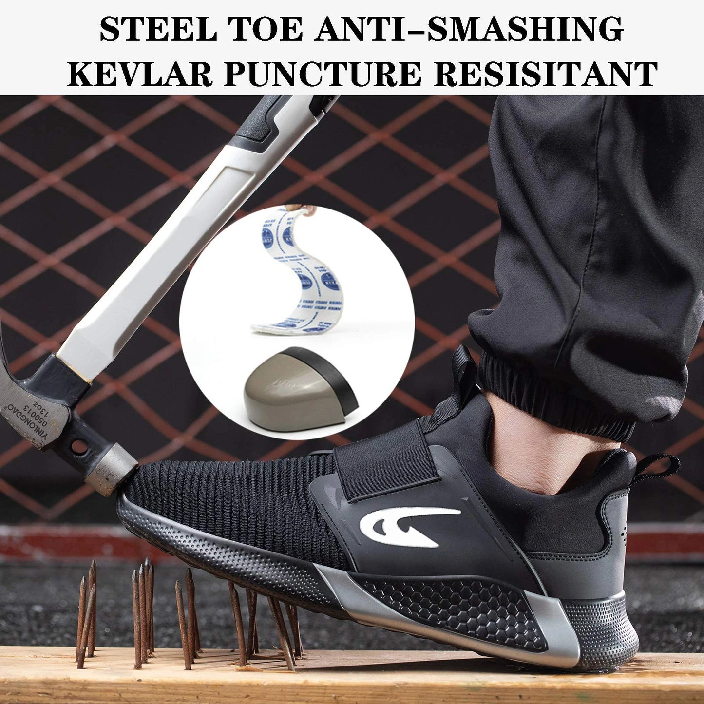 Steel Toe Men's Work Shoes Slip Resistant Lightweight Sole Tough Comfortable Shoes Man Safety Shoes Fashions Outdoor Sneaker