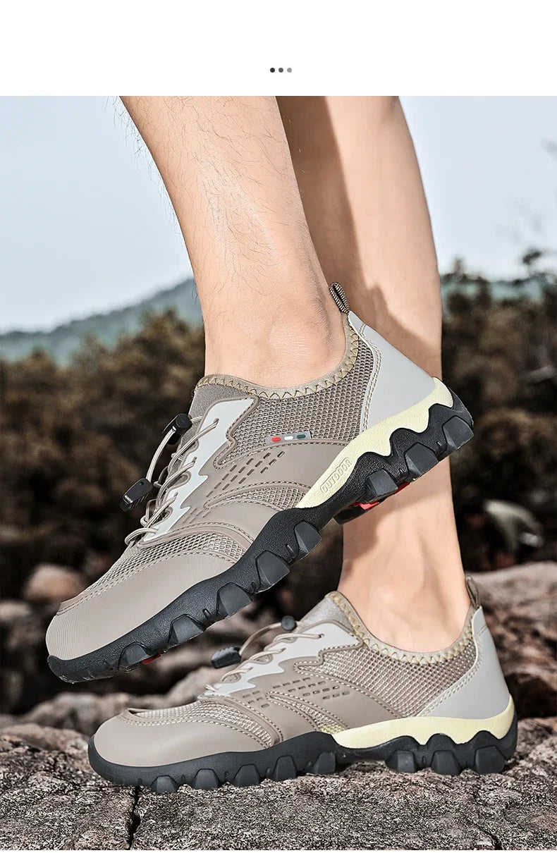 Summer Men's Hiking Shoes Mesh Breathable Sneakers Outdoor Light Men Trekking Trails Shoes Male All Day Walking Work Sneakers