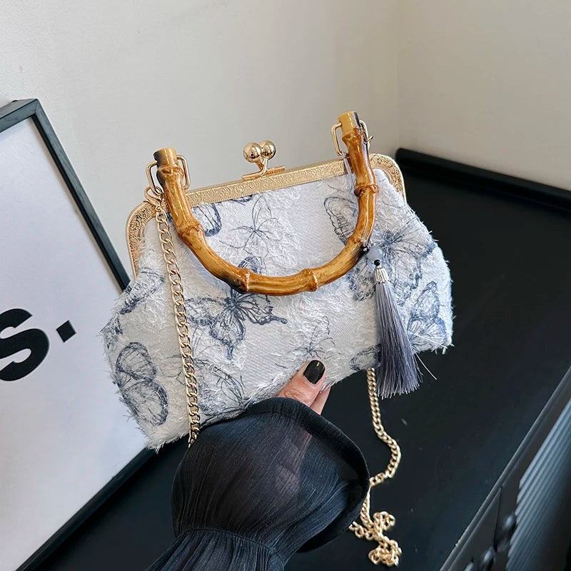 2024 New Chinese Qipao Bag, Women's Fashion Handbag, Elegant Classical Banquet, Party Making, Butterfly Pattern