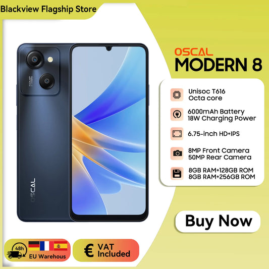 Oscal MODERN 8 Smartphone 6.75 inch Display 8GB+128GB/256GB,50MP Rear Camera Mobile Phone 18W Fast Charging 6000mAh
