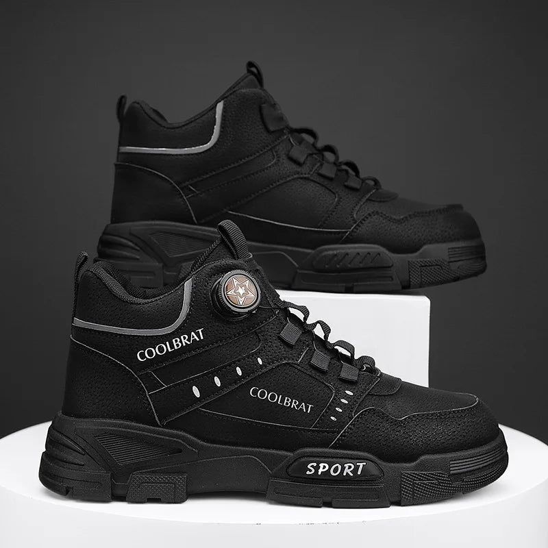 2024 New Men's High Top Platform Casual Boots Swivel Button Outdoor Cargo Men's Booties Motorcycle Ankle Boots Sneakers for Men