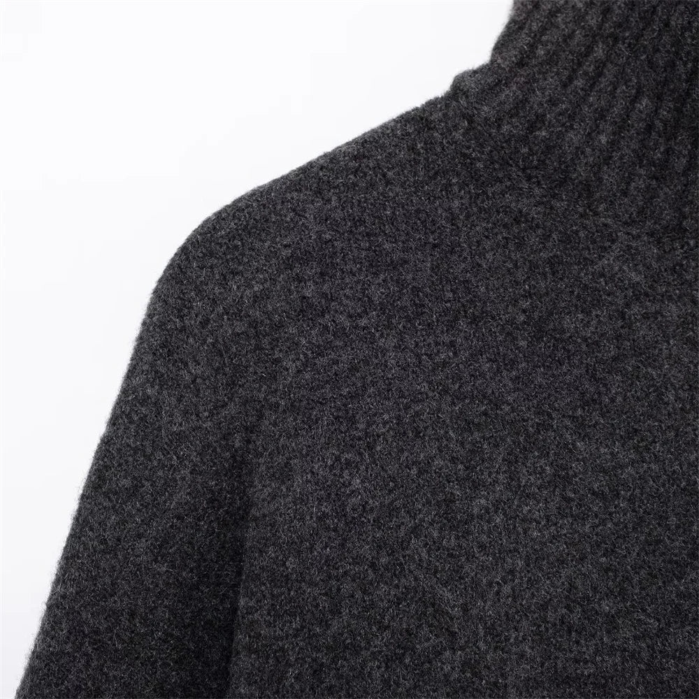 UNIZERA Women's Knitted Sweater Round Neck Long Sleeve Solid Color Autumn New Warm Sweater