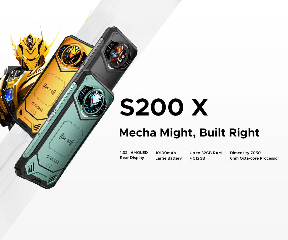 Doogee S200 X 5g Rugged Phone 12+512Gb Smartphone 6.72” Fhd+120Hz Ips Screen Dimensity 7050 10100Mah Battery Ai Mobilephones