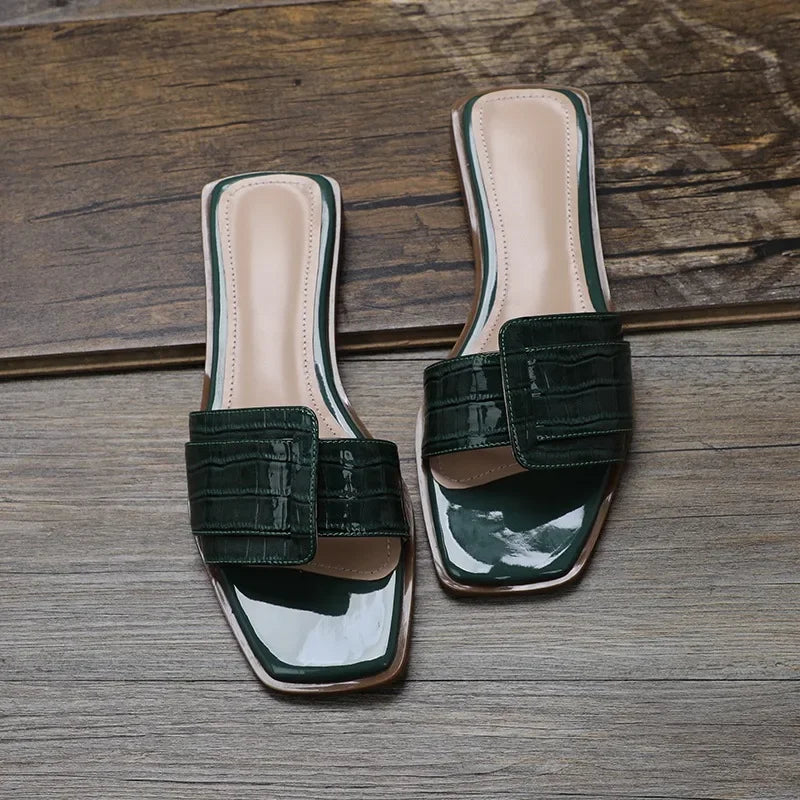 Flat with Summer Modern Slippers Outside Concise Ladies Shoes 2024 Hot Sale Solid Shallow Adult Chinelos