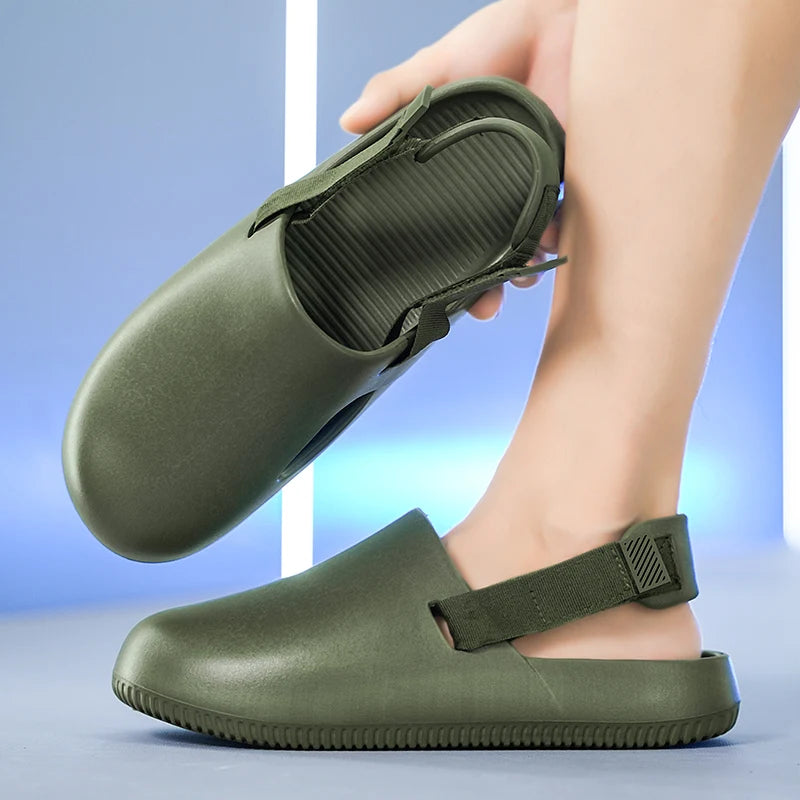 Summer Men Slippers Platform Outdoor Beach Sandals Clogs Quick Dry Non-Slip Indoor Home Slides Bathroom Shoe Male Casual Loafers