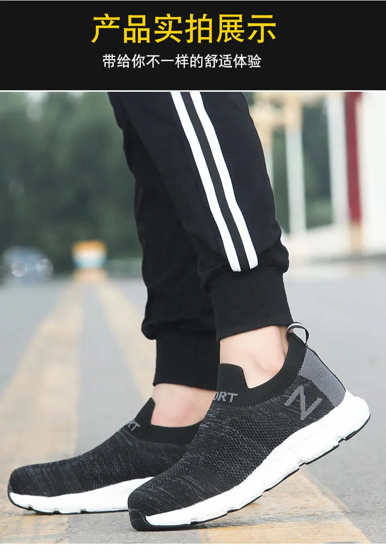 Size 36-46 Men Women Safety Work Boots Outdoor Hiking Shoes Air Mesh Sneaker Popcorn Sole Kevlar Insole Anti-smash Steel Toe Cap