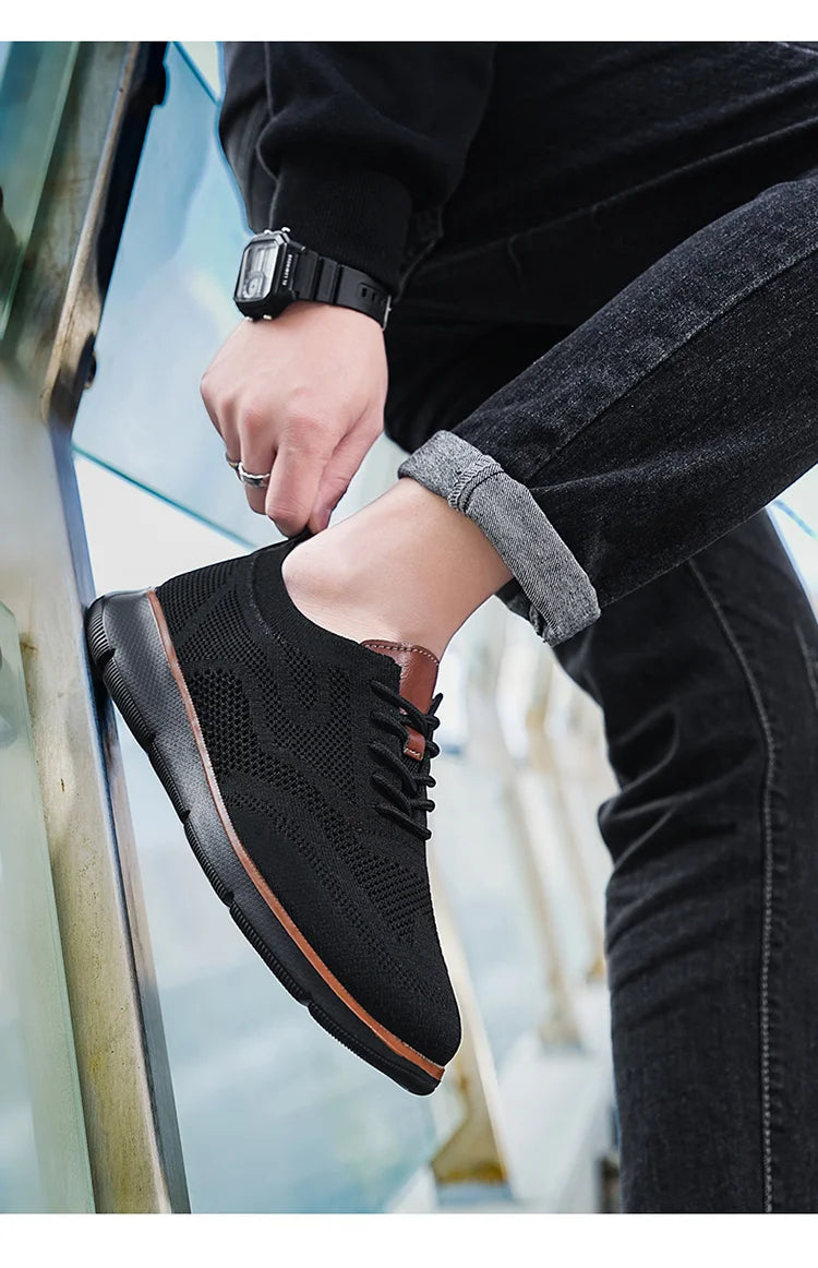 STRONGSHEN Men Casual Handmade Shoes Mesh Breathable Sneakers Business Fashion Business Formal Shoes for Men Trainers Zapatos