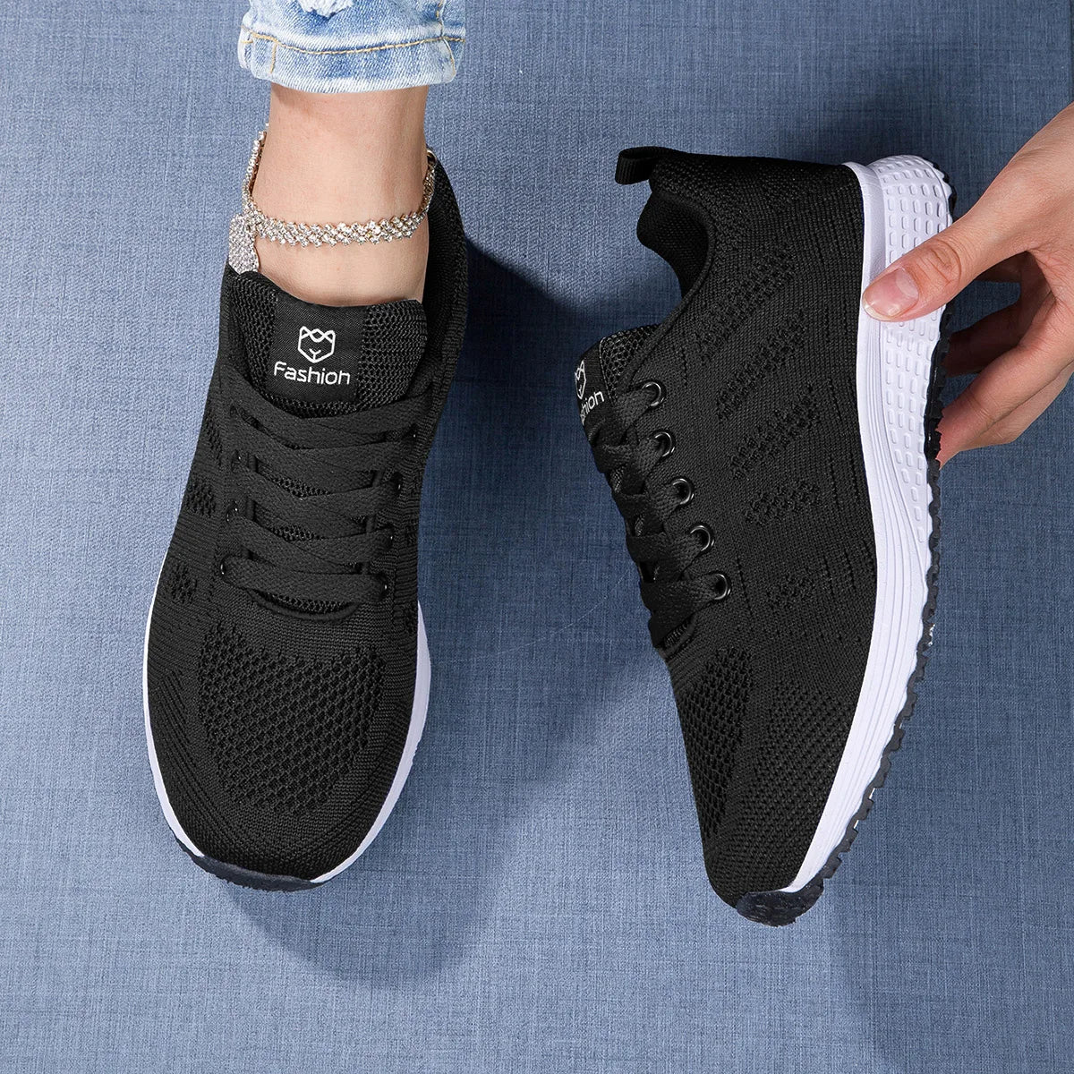 Women's Casual Flats Air Mesh Breathable Trainers Ladies Shoes Female Sneakers Women Basket Tenis Feminino