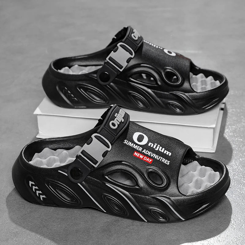 2025 New Men Slippers Summer Slides Dual-purpose Sandals EVA Soft-sole Unisex Men Women Indoor Outdoor Walking Beach Shoes